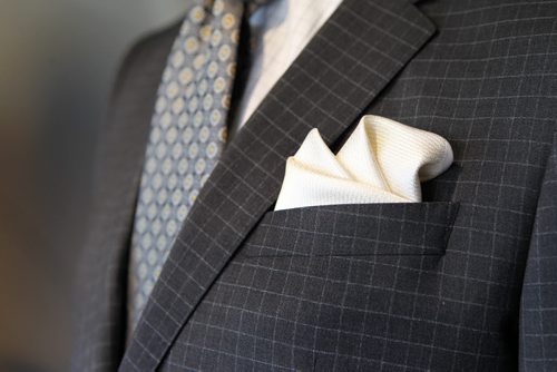 49.8 Threads,  Vittorio Rossi Clothiers, 1730 Corydon Ave. Manager Manfred Lang. Spring trends, checked suit with neat patterned tie and sharp pocket square. See Kelly Taylor's column. Ruth Bonneville / Winnipeg Free Press March 18, 2015