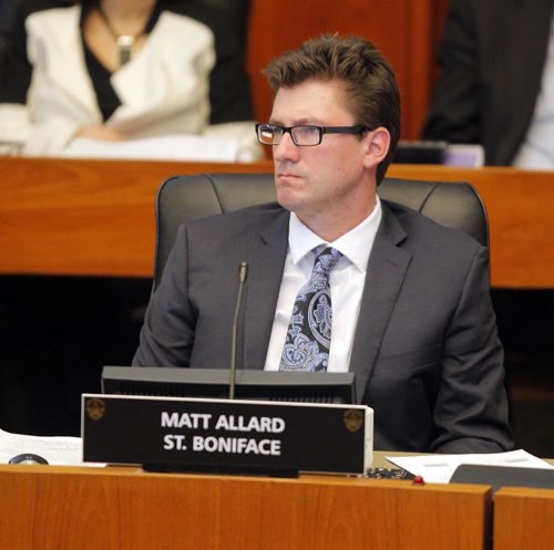 City budget talks at city hall. Matt Allard - St. Boniface. BORIS MINKEVICH/WINNIPEG FREE PRESS MARCH 23, 2015