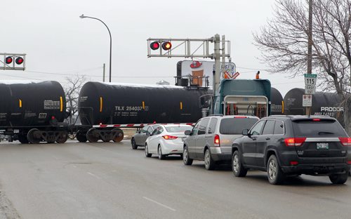 BUILD CANADA -- There was a council seminar this morning to determine priorities for four major projects, in order to get funding from Ottawa and the province. Photographed here one of the projects: Marion underpass and widening (Marion/Archibald). Rail crossing. BORIS MINKEVICH/WINNIPEG FREE PRESS MARCH 24, 2015