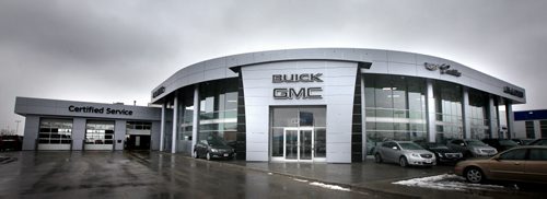 Gauthier's Buick GMC dealership at Templeton and McPhillips. The newly re-clad dealership matches the Gauthier Chevrolet Dealership farther south on McPhillips. See story. March 24, 2015 - (Phil Hossack / Winnipeg Free Press)
