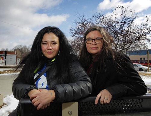 LOCAL - Rock the Vote - Photo of organizers of video campaign - left to right  Jackie Traverse and Lisa Forbes. BORIS MINKEVICH/WINNIPEG FREE PRESS MARCH 25, 2015