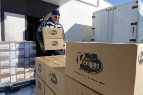 GARSON, MB - PERFECT PIEROGIES - Some boxes of pierogies getting loaded up by an unnamed delivery guy. BORIS MINKEVICH/WINNIPEG FREE PRESS MARCH 26, 2015