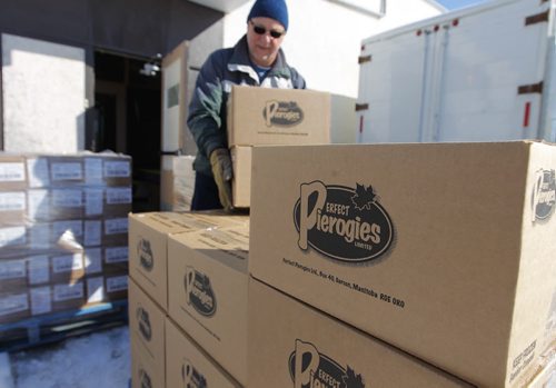 GARSON, MB - PERFECT PIEROGIES - Some boxes of pierogies getting loaded up by an unnamed delivery guy. BORIS MINKEVICH/WINNIPEG FREE PRESS MARCH 26, 2015