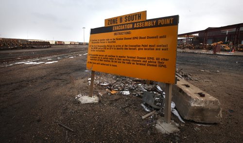 A CP rail evacuation site underneath the Arlington Street Bridge.  See story. March 27, 2015 - (Phil Hossack / Winnipeg Free Press)