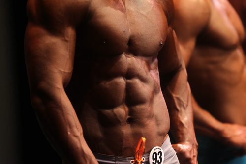 Men pose in the physique category during the Manitoba Bodybuilding  Association Provincial Qualifier competition at Pantages Saturday night.  March 28, 2015 Ruth Bonneville / Winnipeg Free Press.