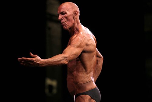 Steve Van Vlaenderen competes in the Grandmaster category during the Manitoba Bodybuilding  Association Provincial Qualifier competition at Pantages Saturday night.  March 28, 2015 Ruth Bonneville / Winnipeg Free Press.