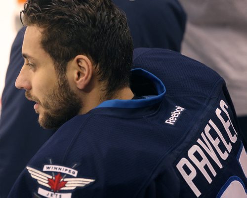 Winnipeg Jets golatender Ondrej Pavelec after practice today at the MTS Centre- The team is in preparation for a tilt Wednesday against the New York Rangers-See Ed Tait story- Mar 30, 2015   (JOE BRYKSA / WINNIPEG FREE PRESS)