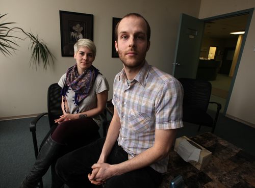 Co-directors Jon Benson or Natalia Ilyniak at Circles of Support and Accountability (CoSA), a program that helps reintegrate sex-offenders back into society will get half of their funding cut as of Wednesday. See story. March 30, 2015 - (Phil Hossack / Winnipeg Free Press)