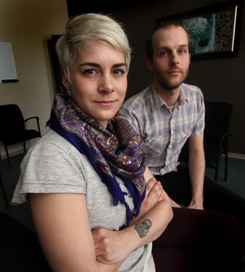 Co-directors Jon Benson or Natalia Ilyniak at Circles of Support and Accountability (CoSA), a program that helps reintegrate sex-offenders back into society will get half of their funding cut as of Wednesday. See story. March 30, 2015 - (Phil Hossack / Winnipeg Free Press)