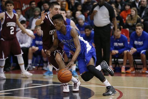 March 23, 2015 - 150323  -  Oak Park Raiders defeated the St Paul's Crusaders in the boys Manitoba High School AAAA Basketball Championship game at the U of Winnipeg Monday, March 23, 2015. John Woods / Winnipeg Free Press