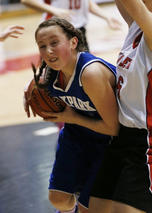 March 23, 2015 - 150323  -  Oak Park Raiders in the girls Manitoba High School AAAA Basketball Championship game at the U of Winnipeg Monday, March 23, 2015. John Woods / Winnipeg Free Press