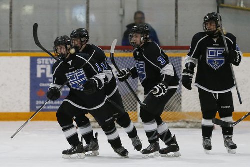 March 16, 2015 - 150316  -  Oak Park Raiders defeated the St Paul's Crusaders in the AAAA High School Hockey Championship game at St James Civic Centre  Monday, March 16, 2015. John Woods / Winnipeg Free Press