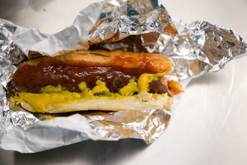 A hot dog at the Royal Manitoba Winter Fair in Brandon, Manitoba March 30, 2015. 150330 - Monday, March 30, 2015 - (Melissa Tait / Winnipeg Free Press)