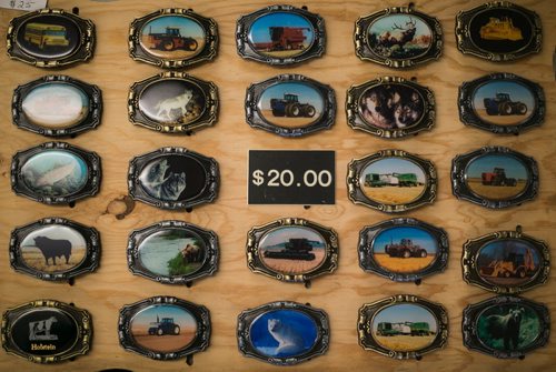 Belt buckles for sale at the Royal Manitoba Winter Fair in Brandon, Manitoba March 30, 2015 at the Keystone Centre.  150330 - Monday, March 30, 2015 - (Melissa Tait / Winnipeg Free Press)