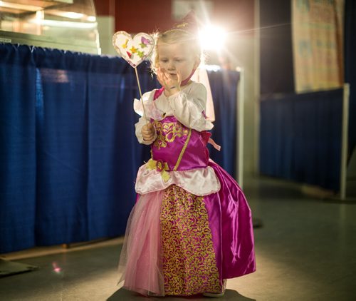 Abigail Reynolds dressed as a princess for the Royal Tea Party at the Royal Manitoba Winter Fair in Brandon, Manitoba March 30, 2015 at the Keystone Centre.  150330 - Monday, March 30, 2015 - (Melissa Tait / Winnipeg Free Press)