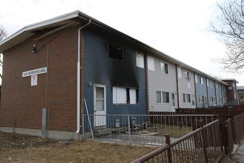A fire damaged unit in a townhouse at 1606 Burrows Ave. after a fire Tuesday night. Wayne Glowacki/Winnipeg Free Press April 1 2015