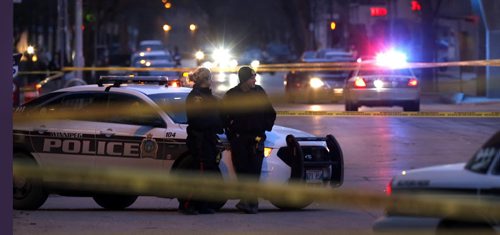 Winnipeg Police have a section of Hargrave St. between St. Mary Ave. and Graham Ave. taped off after a early morning assault  Wednesday.   Wayne Glowacki/Winnipeg Free Press April 1 2015