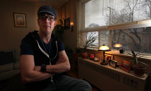 Michael Cook belongs to a club you never want to have to join  a Homicide Bereavement Group. He joined after his ex Kerry McGill was slain last year in Edmonton. Michael says the members of the group are the only ones who can truly understand what hes going through and help him work through his survivors guilt and anger. We have art already of the deceased, McGill, that Michael sent to us. For Carol Sanders story on homicide bereavement group. April 1, 2015 - (Phil Hossack / Winnipeg Free Press)