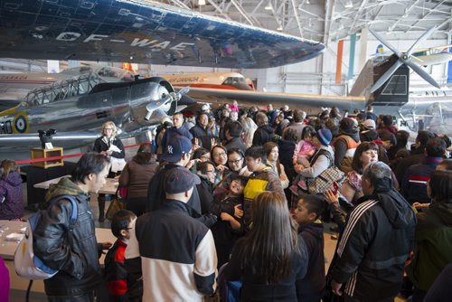 150405 Winnipeg - DAVID LIPNOWSKI / WINNIPEG FREE PRESS  About 500 people came out on Sunday April 5, 2015 to participate in the Royal Aviation Museum of Western Canada Easter Egg Hunt.