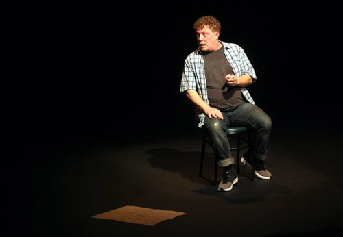 Award nominee Wes Borg  psrforms "Ha!" at the Gas Station Theatre Monday evening. The one-man play tells the story of the life of fictional Canadian stand-up comic, Colin McLeod, as he navigates from humble beginnings in Saskatoon through the labyrinth that is the Canadian Show Business Industry. See Brad Oswald's story.  April 6, 2015 - (Phil Hossack / Winnipeg Free Press)
