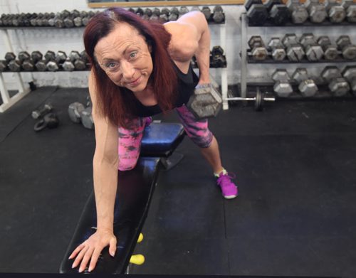 Debbie Geisel, a 53-year-old grandmother who place in the top 15 in body -building at nationals last year. She is heading back this year to try and improve on her showing.-She is training at Brickhouse Gym 414 Wardlaw- see 49.8 Scott Billeck- Apr 09, 2015   (JOE BRYKSA / WINNIPEG FREE PRESS)