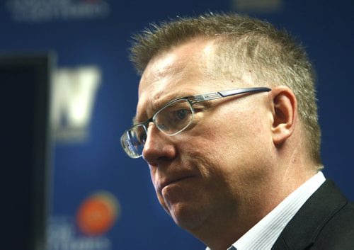CFL director of officiating Glen Johnson gave a tutorial and answered questions in the IGF media room Thursday on the new rule changes the league adopted on Wed. Paul Wiecek story Wayne Glowacki/Winnipeg Free Press April 9 2015