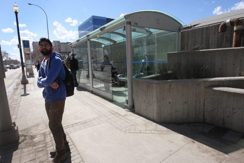 A man was found deceased by Winnipeg Police in this bus shelter Friday at 630 am- It is being treated as a homicide- See story- Apr 13, 2015   (JOE BRYKSA / WINNIPEG FREE PRESS)