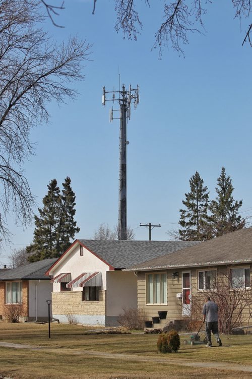 A cellphone tower located at McPhillips and Jefferson Avenue.  150414 April 14, 2015 Mike Deal / Winnipeg Free Press