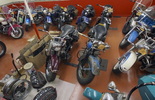 Morden, Manitoba- Gaslight Harley Davidson's Rudy Ens has a collection of 20 vintage Harleys -See Bill Redekop story- A pr 14, 2015   (JOE BRYKSA / WINNIPEG FREE PRESS)
