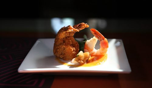 Restaurant Review - Cafe Dario.  Shrimp two ways (app).   Ruth Bonneville / Winnipeg Free Press April 15, 2015