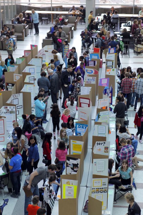 LOCAL - SCIENCE FAIR - The University of Manitoba's Bannatyne Campus will be abuzz tomorrow morning. Over 400 students in Grades 4-12, from more than 30 different Winnipeg schools, are set to showcase their research at the 45th Annual Winnipeg Schools Science Fair. BORIS MINKEVICH/WINNIPEG FREE PRESS APRIL 15, 2015