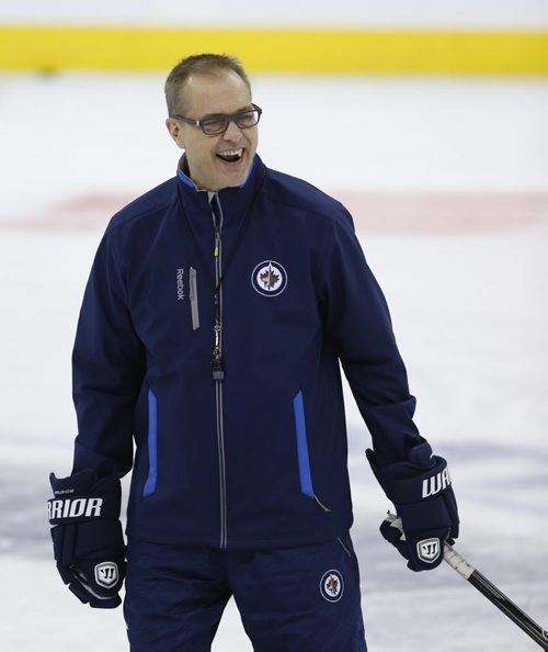 Winnipeg Jets  Head Coach Paul Maurice at the practice in the MTS Centre Monday morning. Winnipeg Jets  face the Anaheim Ducks Monday night in Game 3 of their Western Conference First Round series.Wayne Glowacki/Winnipeg Free Press April 20 2015