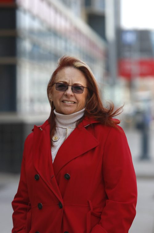 MGEU president Michelle Gawronsky by the Health Sciences Centre. Wayne Glowacki/Winnipeg Free Press April 21 2015