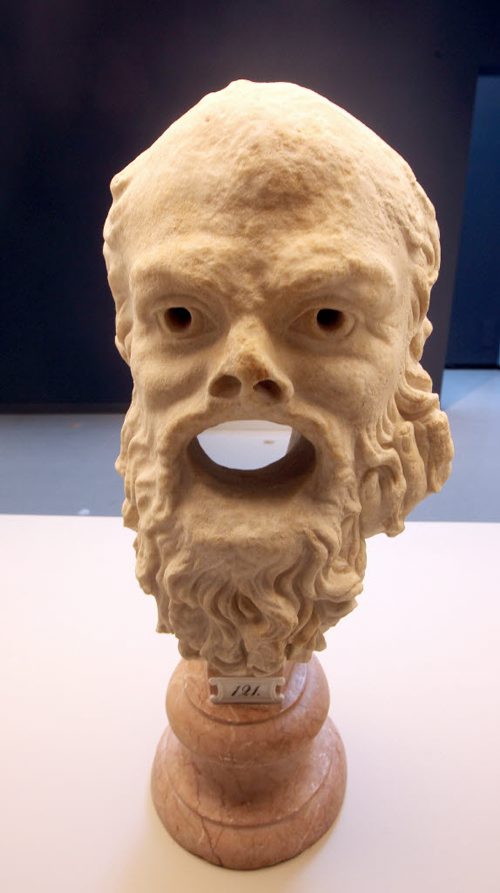 A gaping mouthed bearded bust sits at the WAG, part of a collection of Greek Antiquities opening Sunday. See Kevin Prokosh story. April 21, 2015 - (Phil Hossack / Winnipeg Free Press)