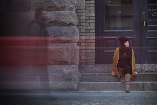 April 21, 2015 - 150421  - Kendra Fifi, eating disorder patient, is photographed in downtown Winnipeg Tuesday, April 21, 2015. Fife, who after 13-years of hiding her illness has recently gone public with a YouTube selfie-interview about her struggle. The posting is in aid of online fundraising to help subsidize her ongoing living expenses when she leaves her minimum-wage job to go back into hospital following a recent relapse. John Woods / Winnipeg Free Press