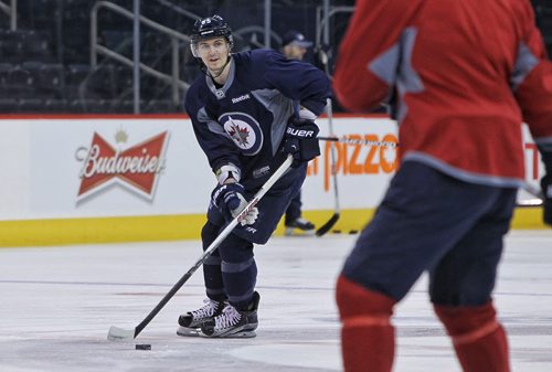 Winnipeg Jets' Mark Scheifele (55) during the morning pre-game skate at MTS Centre. The Jets will face-off against the Anaheim Ducks in the fourth game of their Stanley Cup playoff series tonight.   150422 April 22, 2015 Mike Deal / Winnipeg Free Press