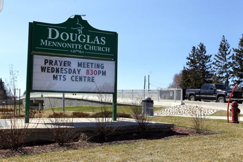 Douglas Mennonite Church has a jets message on their sign. 1517 Rothesay St, Winnipeg, MB. BORIS MINKEVICH/WINNIPEG FREE PRESS APRIL 22, 2015