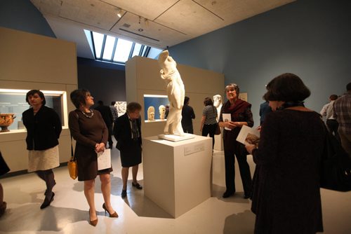 Special guests view the "Berlin Dancer" at the Olympus exhibit during a  private viewing Thursday evening just prior to the grand opening.  Head in the style of "Hera Farnese"   Ruth Bonneville / Winnipeg Free Press April 23, 2015