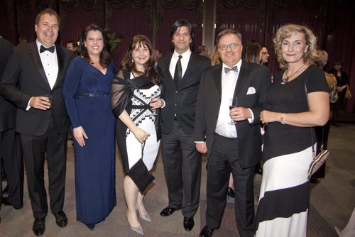 The Royal Winnipeg Ballet celebrated its 75th anniversary with a Diamond Gala at the RBC Convention Centre on April 18, 2015. Pictured, from left, are Todd Tanchak, Kellie Tanchak, Linda McGarva-Cohen, James Cohen, Kevin Dube and Barbara Pritchard. (JOHN JOHNSTON / WINNIPEG FREE PRESS)