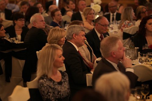 Prime Minister Stephen Harper and his wife Mrs. Laureen Harper attend  the 30th anniversary celebration of the Canadian Centre for Child Protection Friday evening at The Fort Garry Hotel.    Ruth Bonneville / Winnipeg Free Press April 24, 2015