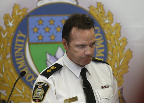 Winnipeg Police Superintendent Danny Smyth at the news conference Tuesday to provide information regarding the recent homicide investigations. Bart Kives /Gord Sinclair stories  Wayne Glowacki / Winnipeg Free Press April 28 2015