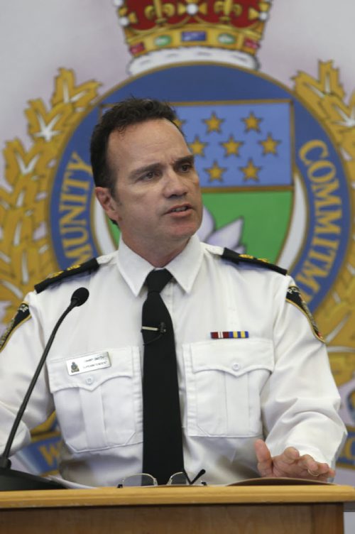 Winnipeg Police Superintendent Danny Smyth at the news conference Tuesday to provide information regarding the recent homicide investigations. Bart Kives /Gord Sinclair stories  Wayne Glowacki / Winnipeg Free Press April 28 2015