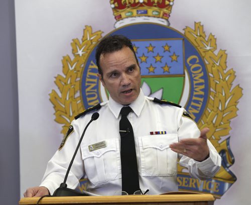 Winnipeg Police Superintendent Danny Smyth at the news conference Tuesday to provide information regarding the recent homicide investigations. Bart Kives /Gord Sinclair stories  Wayne Glowacki / Winnipeg Free Press April 28 2015