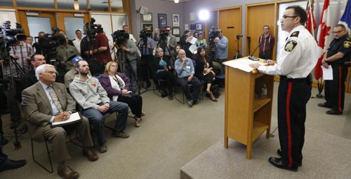 Winnipeg Police Superintendent Danny Smyth at the news conference Tuesday to provide information regarding the recent homicide investigations. Bart Kives /Gord Sinclair stories Wayne Glowacki / Winnipeg Free Press April 28 2015