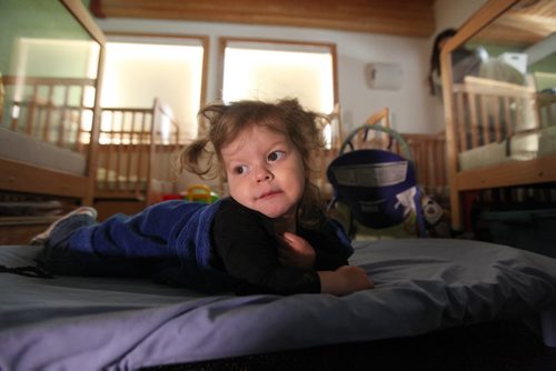 49.8   Feature photos on Early Childhood Educators working with kids at Splash Child Enrichment Centre on McGregor Street.  Young Mia gets ready to nap in the infant room during naptime.  See Mary Agnes Welch story.   Ruth Bonneville / Winnipeg Free Press April 28, 2015