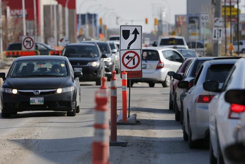 April 28, 2015 - 150427  -   Drivers make their way through St James construction Tuesday, April 28, 2015. John Woods / Winnipeg Free Press