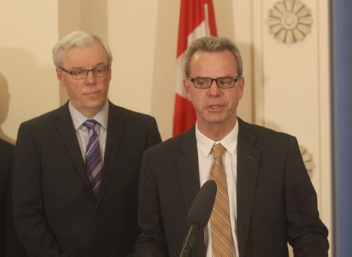 Premier Greg Selinger shuffled his cabinet today and held a swearing in ceremony at the Manitoba Legislature Wednesday James Allum- Minister of Education at ceremony -See Bruce Owen and Larry Kusch stories- Apr 29, 2015   (JOE BRYKSA / WINNIPEG FREE PRESS)