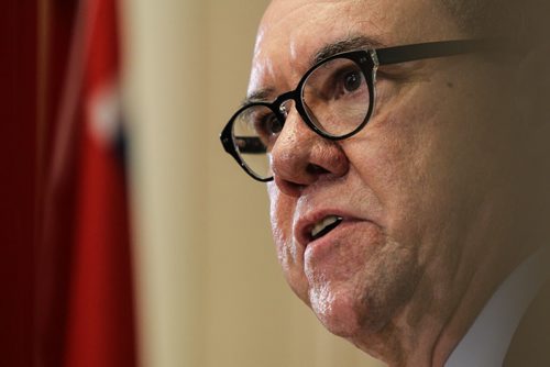 NDP Finance Minister Greg Dewar presents the 2015 Provincial Budget to the media prior to presenting to the provincial assembly Thursday afternoon. 150430 - Thursday, April 30, 2015 -  (MIKE DEAL / WINNIPEG FREE PRESS)