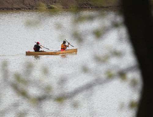 Canoers make their way south/west down the Red River Saturday.  Standup photo  May 02, 2015 Ruth Bonneville / Winnipeg Free Press