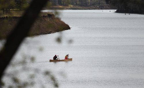 Canoers make their way south/west down the Red River Saturday.  Standup photo  May 02, 2015 Ruth Bonneville / Winnipeg Free Press